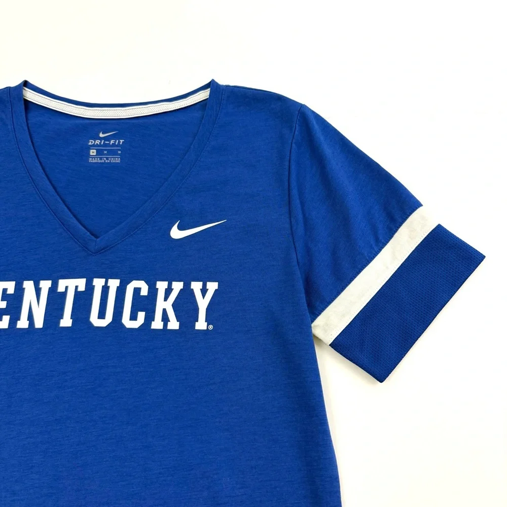 Nike Blue University of Kentucky V-Neck Short Sleeve T-Shirt Logo